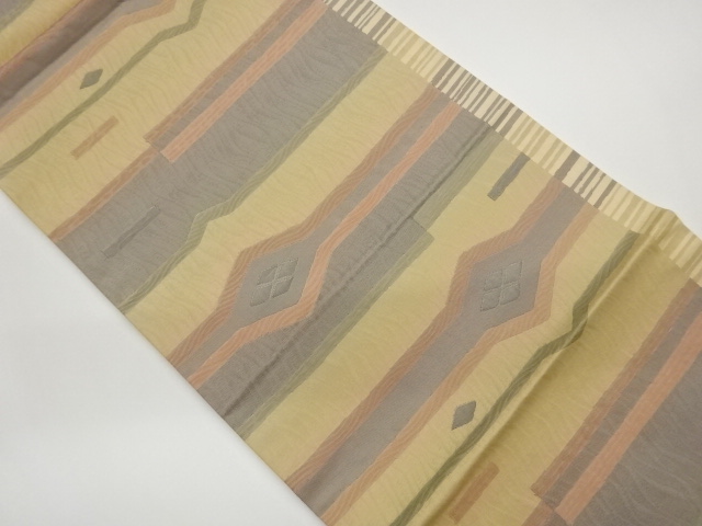 JAPANESE HIRAKI NAGOYA OBI / WOVEN STRIPE & RHOMBUS